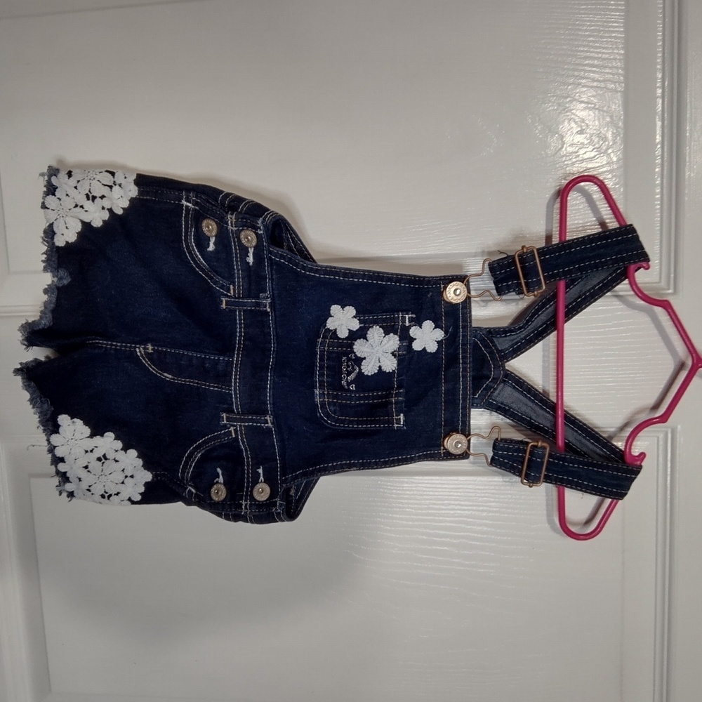 Jordache Short Overalls White Eyelet Embellishments sz 3T